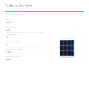20W 6V Polycrystalline <b>Solar</b> Panel for Flood <b>Lights</b> and Outdoor Power <b>Systems</b> - Product Image 3