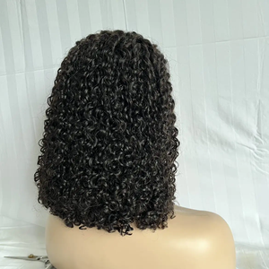 Pelo indio virgen rizado corto de calidad de lujo para peluca con malla frontal, peluca transparente de rizo Jerry de onda profunda - Product Image 3