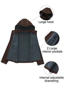 Veste Softshell d'hiver enduite respirante d'usine professionnelle pour vestes à capuche en polaire coupe-vent unisexes avec logo avant - Product Image 5