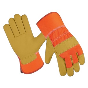 Guantes de Cuero Canadiense Resistentes con Dorso Fluorescente, Puño Reforzado con Goma, Protección de Seguridad para Manos con Forro de Algodón - Product Image 3