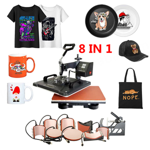 Presse à chaud Bheng 8 en 1, 38x38cm, semi-automatique, électrique, pour impression par sublimation sur t-shirts, mugs et assiettes - Product Image 1