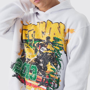 Sudadera con capucha con gráfico personalizado para hombre, ropa de calle de gran tamaño, corte inferior, impresión de pantalla, pintura holgada, algodón con capucha - Product Image 6