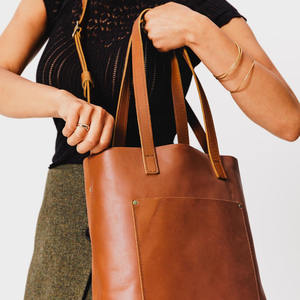 ALW personnalisé grande capacité en cuir véritable femmes fourre-tout sac à bandoulière élégant fermeture éclair pour le travail quotidien utilisation de bureau OEM vente en gros - Product Image 4