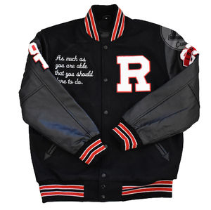 Men's Top Quality Wool Varsity Bomber <b>Jackets</b> With Black <b>Real</b> <b>Leather</b> Sleeves Letterman Wholesale Price <b>Leather</b> Sleeve <b>Jackets</b> - Product Image 4