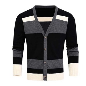 Suéter Cárdigan de Hombre para Otoño, con Mangas en Contraste, Diseño Sólido, Cuello en V, Cierre de un Solo Botón, Antibolitas y Transpirable - Product Image 1