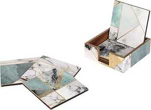 ถาดรองแก้วเคลือบเรซินไม้ MDF และเรซิน4ชิ้นดีไซน์ใหม่ราคาขายส่งจาก Faizacraft - Product Image 2