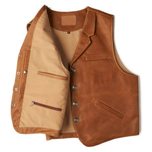 Premium <b>Men</b> Genuine Leather Vest Button Classic Sleeveless <b>Waistcoat</b> Stylish <b>Casual</b> Outerwear Waterproof Windproof Winter - Product Image 5