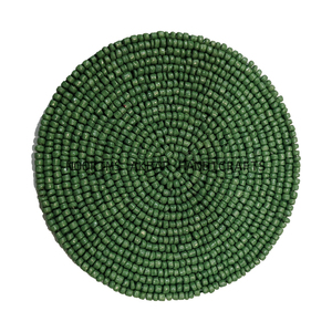 Handmade Beaded <b>Placemats</b> <b>Set</b> of 3 Round Shape Custom Table Decor, Crafted in India - Product Image 2