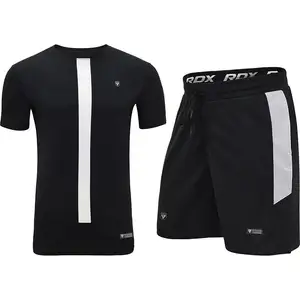 Conjunto de camiseta e shorts para treino, conjunto de camiseta e bermuda de manga curta para ginástica e treinamento