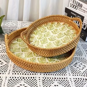 Hot 2024 articles rotin nacre coloré plateau de rangement carré fait à la main lumière luxe premium panier de fruits plateau de fleurs de lys - Product Image 4