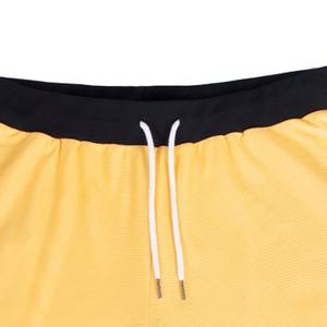 Pantalones cortos deportivos amarillos para hombre con bolsillos con cremallera, ribete blanco y negro, transpirables, para gimnasio, entrenamiento, baloncesto, ropa deportiva - Product Image 5
