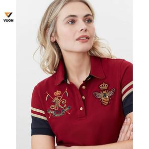 100% algodón de manga corta para mujer para polos ropa de calle de punto transpirable con logotipo personalizado de alta calidad - Product Image 2