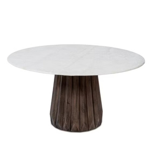 Table à manger en bois massif 6 places avec finition marbrée brune, design moderne pour la maison et la salle à manger, utilisation durable au restaurant - Product Image 1