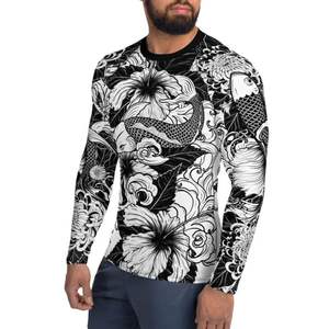 Camiseta de Compresión Antideslizante con Logotipo Frontal, de Secado Rápido, Estampada con Serigrafía, para Entrenamiento de BJJ y MMA No-Gi - Product Image 1