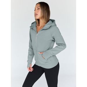 Sweats à capuche zippés pour femmes vente en gros de sweats à capuche zippés coupe ajustée de différentes couleurs sweat à capuche uni pour femmes - Product Image 5