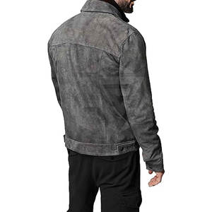 แจ็กเก็ตหนังนิ่มสำหรับผู้ชาย, เสื้อแจ็คเก็ตหนังนิ่มแขนยาวคอตั้งดีไซน์ปรับแต่งได้สำหรับใส่โลโก้ด้านหน้าสำหรับฤดูหนาว - Product Image 3