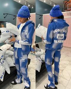 Sudadera con capucha pesada con bordado desgastado deportivo para hombre con logotipo personalizado y cremallera completa, sudadera lavada con ácido de manga larga desteñida al sol - Product Image 1