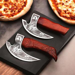 Cuchillo para Pizza Vikingo de Acero con Alto Contenido de Carbono Hecho a Mano, con Grabado Personalizado y Funda de Cuero, Precio al por Mayor - Product Image 6
