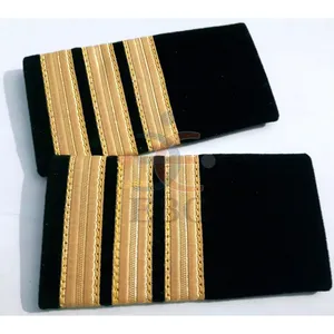 航空学院肩章黑色，带金属金条，选择1 2 3和4条条纹，用于飞行员防滑扎带帽和机翼原始设备制造商