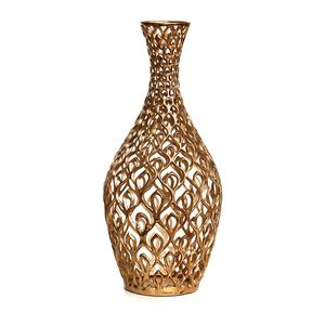 Vente chaude Taille Moyenne Kira Design Plaqué Or De Table Décoratif En Métal Fleur Vase De Mariage Décoration De La Maison De Luxe À La Main - Product Image 6
