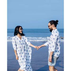 เสื้อเชิ้ตป๊อปลินลายต้นปาล์ม ผ้าฝ้าย 100% แบบยูนิเซ็กซ์ แฟชั่นลำลอง คอตั้งหรือคอคิวบา ดีไซน์ระบายอากาศได้ดี สำหรับผู้ชาย - Product Image 5