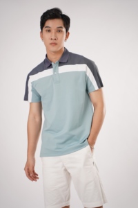 เสื้อโปโลผู้ชายผ้าโพลีเอสเตอร์สแปนเด็กซ์ลายทางสีตัดกันมีสไตล์เสื้อโปโลสำหรับผู้ชายเสื้อผ้าเครื่องแบบออนไลน์จากโรงงานเวียดนามขายดีใน2025 - Product Image 3