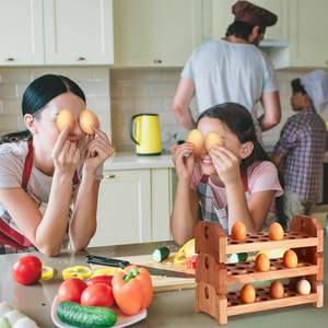 Porte-oeufs en bois plateaux de rangement de comptoir tenir frais empilable diable organisateur rustique oeuf Rack conteneur - Product Image 4