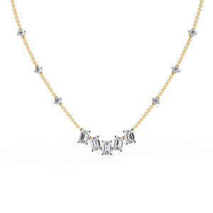 Collar con Diamante Cultivado en Laboratorio, Corte Redondo y Esmeralda, Oro Amarillo Sólido de 18K, Diamante Solitario Vvs1, Color G, Collar para Mujer - Product Image 1