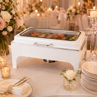 Chauffe-Plat Rectangulaire Électrique Hydraulique de Luxe en Acier Inoxydable Blanc 9L pour Buffet, Hôtels, Restaurants et Traiteurs