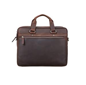 Sac messager pour ordinateur portable en cuir véritable brun foncé, sac à main d'affaires unisexe fait à la main pour le travail et l'utilisation d'un ordinateur portable, léger - Product Image 4