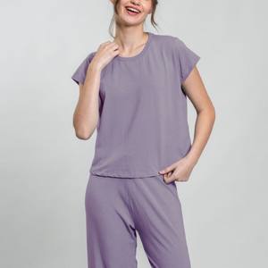 Conjunto personalizado de pijama de algodón modal de alta calidad Conjunto de Pijama largo para mujer - Product Image 6
