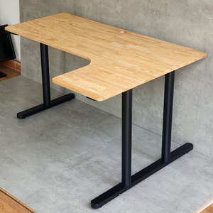 Escritorio Esquinero Minimalista en Forma de L de 140x100cm con Tablero Integrado de Madera de Caucho y Patas de Hierro, Sistema TIO HBTO013 para Uso Doméstico - Product Image 4