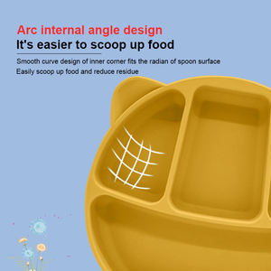 Hot Selling Eco-Friendly Food Grade Silicone Baby Feeding Set Dinner Divided Plate Ears Cute Design <b>Microwave</b> Dishwasher Safe - Product Image 4