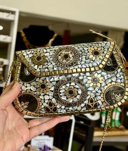 Latest Design Metal Women Clutch <b>Handbag</b> Party Bag Best Clutch Bags Brass Mosaic with Metal at <b>Cheap</b> Price - Product Image 2