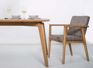 Venta al por mayor sillas de comedor minimalistas contemporáneas duraderas cómodas negro beige madera 85*51*54Cm tamaño para apartamento Hotel - Product Image 4