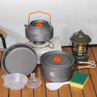 Ensemble de cuisine de camping en plein air KEEP KAMP, poêle en aluminium grande capacité, antiadhésive, avec poignée en silicone, compatible gaz/induction, tout-en-un