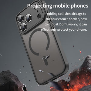 Boucliers couverture arrière mat soie tactile magnétique TPU + PC glaçage antichoc robuste armure bouton Flexible étui de protection pour - Product Image 2