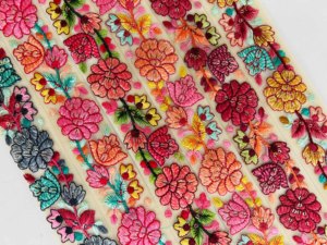 Lujoso adorno de encaje bordado Floral brillante para vestido de Sari borde cinta de tela decorativa tradicional para manualidades de costura - Product Image 2