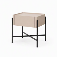 Armoire de chevet minimaliste de style italien de luxe, écologique, en MDF, avec pieds croisés et 1 tiroir, pour chambre à coucher, salon, hôtel