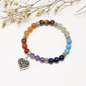 <span class=keywords><strong>Bracelet</strong></span> minimaliste 7 Chakra pour femmes bijoux de mode fait à la main élastique Stretch <span class=keywords><strong>coeur</strong></span> charme Yoga <span class=keywords><strong>Bracelet</strong></span> de guérison - Product Image 3