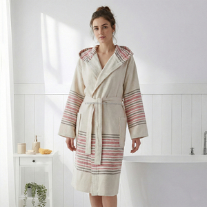 Peignoir unisexe en coton léger, tissé en lin, séchage rapide, respirant, printemps-été, couleur unie, toute l'année, taille XL, fabriqué en Turquie, vêtements de nuit et de détente - Product Image 1