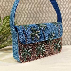 Bolsos de mano con cuentas para mujer, bolso de hombro hecho a mano con cuentas tejidas para mujer, fiesta de noche de verano de diseñador para bolsos, lujosos y elegantes 2025 - Product Image 2