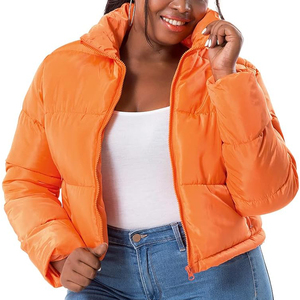 Chaqueta Acolchada Corta Personalizada con Patrón Liso Teñido para Mujer, Chaqueta Acolchada con Capucha para Mujer, Ropa de Invierno Cálida y Moderna - Product Image 1