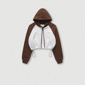 STITCHMODE Fabricant de sweats à capuche de haute qualité Bloc de couleur personnalisé Manches raglan Crop Top Hoodies Sweats à capuche pour femmes - Product Image 5