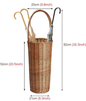 Support de parapluie en osier haut fait main en gros, panier porte-parapluie en rotin naturel pour entrée et salon, fabriqué au Vietnam