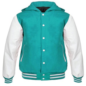 Veste de baseball à capuche pour hommes Varsity Lettermen avec manches en cuir blanc veste d'hiver au prix de gros OEM Hot - Product Image 1