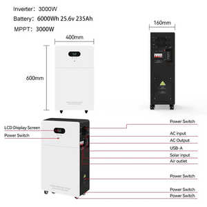 Système de production d'énergie solaire hybride 51,2 V 300 Ah, batterie de stockage d'énergie domestique, onduleur, capacité de 10 kWh, protection IP65 - Product Image 2