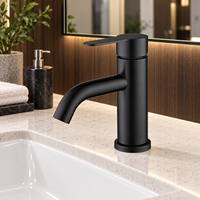 Robinet de lavabo haut de gamme WYRAX en acier inoxydable 304 brossé, à montage sur comptoir, monotrou, avec poignée unique et aérateur à valve en céramique