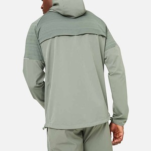 Veste coupe-vent à demi-fermeture éclair avec logo personnalisé à un prix bon marché survêtement coupe-vent en nylon à poches zippées ensemble de deux shorts respirants - Product Image 6