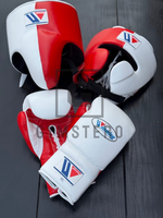 Conjunto de Boxeo Azul Personalizable de Alta Calidad, Cuero Vacuno Genuino, Cierre con Cordones, Guantes de Artes Marciales con Muñequera Ajustable